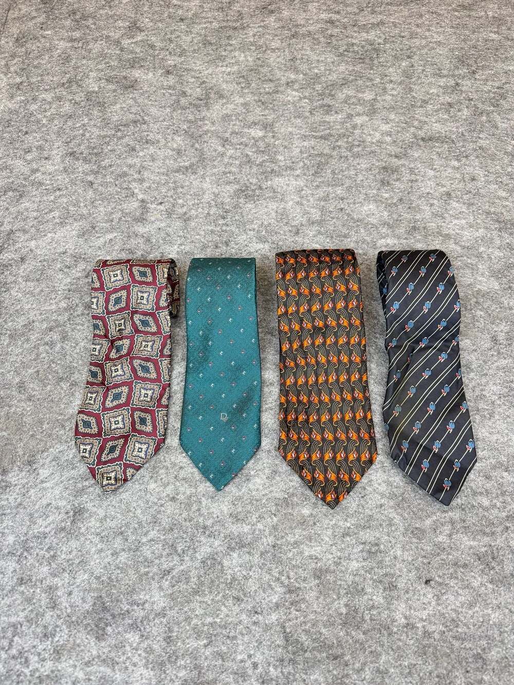 Lot of 4 Designer Silk Neckties Christian Dior Zegna Yves Saint Laurent